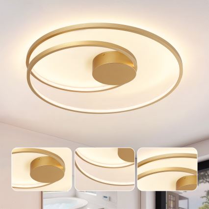 Brilagi - Plafoniera LED dimmerabile TWISTER LED/75W/230V 3000-6000K Ø 70 cm finitura oro + telecomando