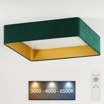 Brilagi - Plafoniera LED dimmerabile VELVET SQUARE LED/24W/230V 3000/4000/6500K + telecomando verde