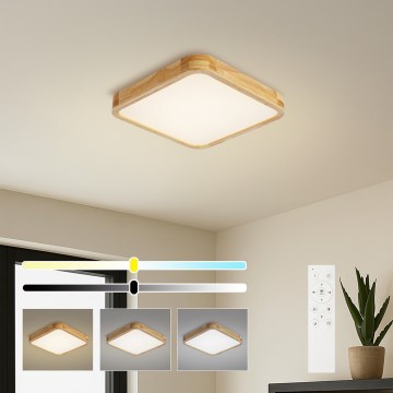 Brilagi - Plafoniera LED dimmerabile WOODLINE SQUARE LED/48W/230V 3000-6000K rovere 40x40 cm + telecomando