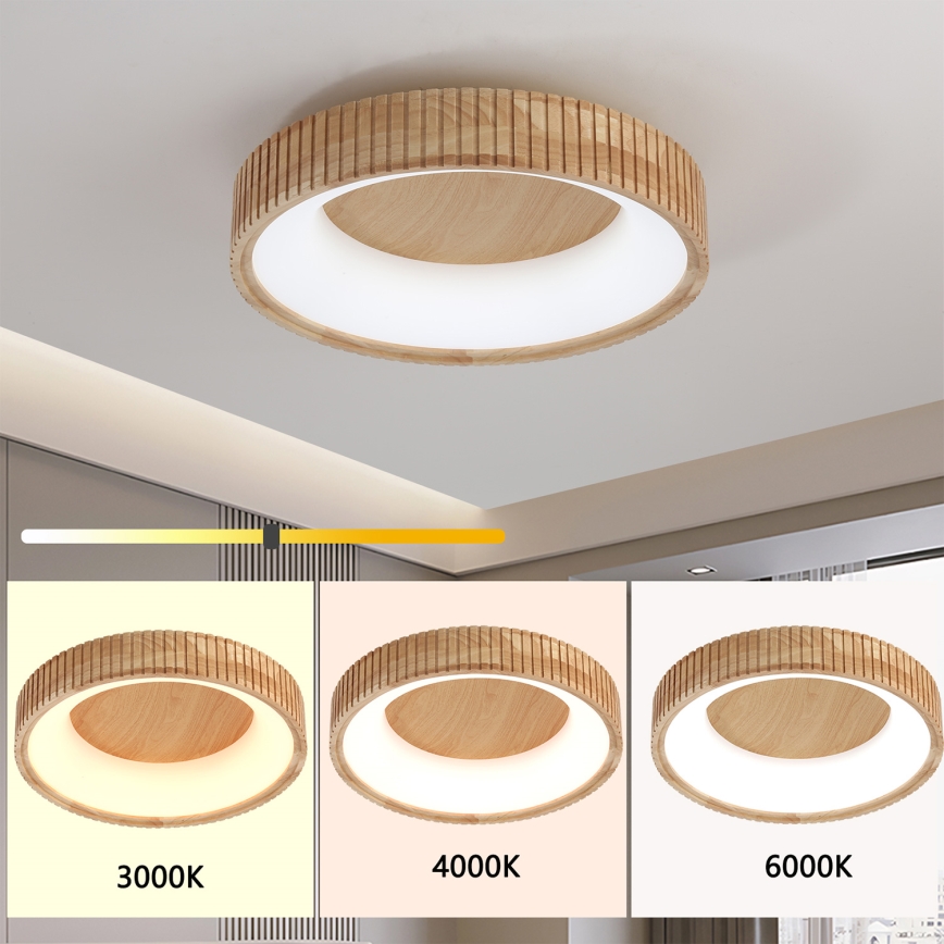 Brilagi - Plafoniera LED FALCON WOOD MODERN LED/30W/230V 3000/4000/6000K Ø 45 cm in legno