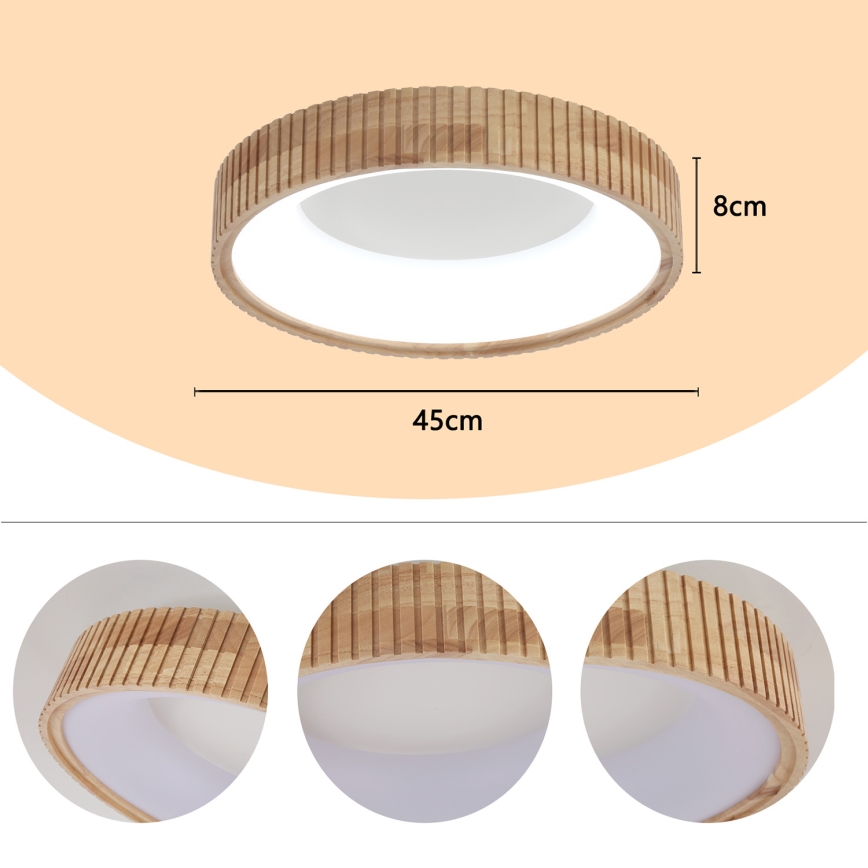 Brilagi - Plafoniera LED FALCON WOOD MODERN LED/30W/230V 3000/4000/6000K Ø 45 cm in legno