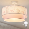 Brilagi - Plafoniera LED per bambini BOBO 1xE27/60W/230V Ø 40 cm crema/rosa/coniglietti