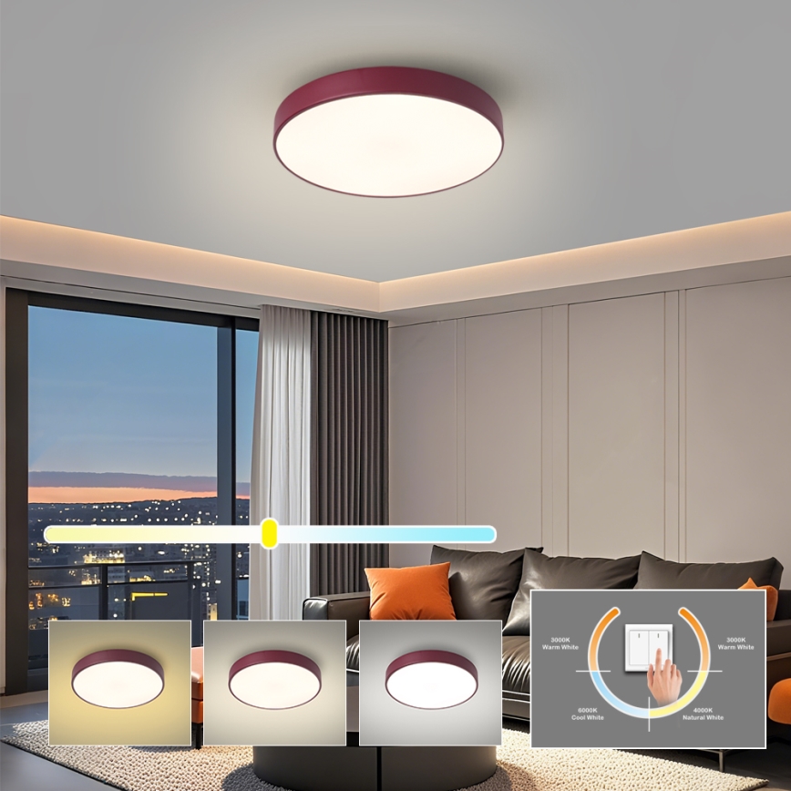 Brilagi - Plafoniera LED POOL LED/36W/230V 3000/4000/6000K Ø 30 cm bordeaux