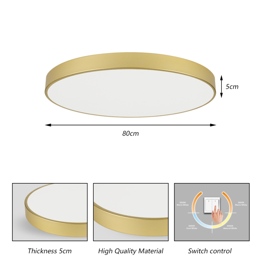 Brilagi - Plafoniera LED POOL LED/100W/230V 3000/4500/6000K diam. 80 cm dorata