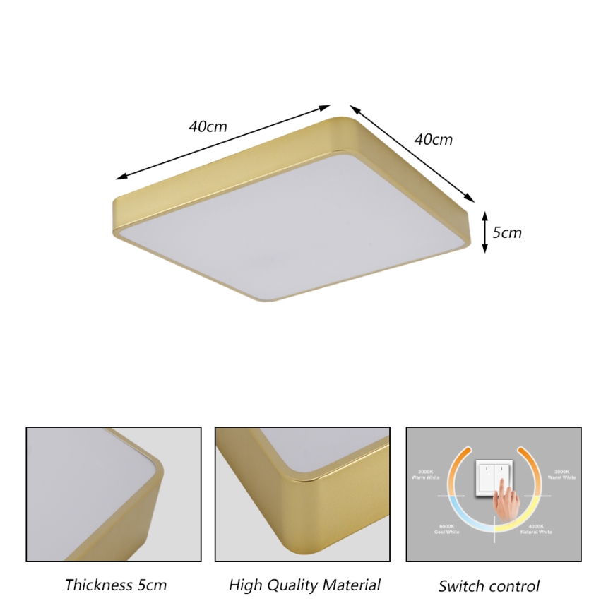 Brilagi - Plafoniera LED POOL LED/36W/230V 3000/4000/6000K 40x40 cm dorata