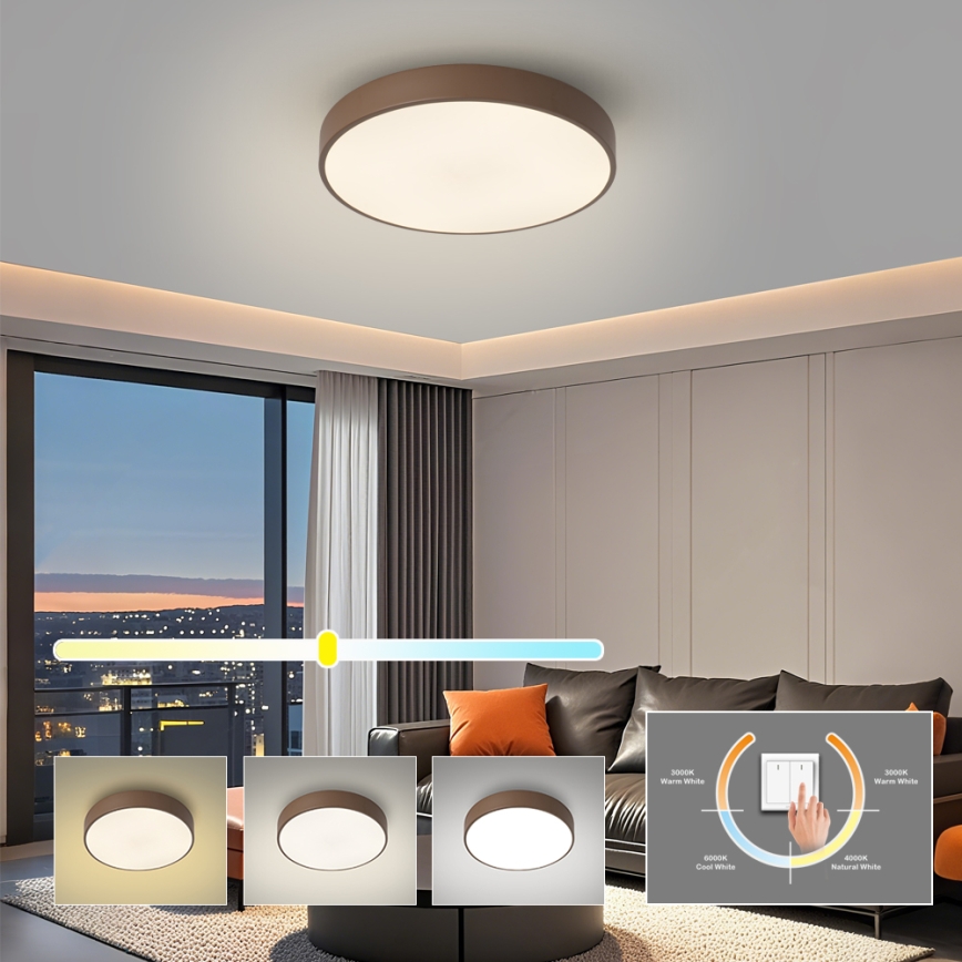 Brilagi - Plafoniera LED POOL/48W/230V 3000/4000/6000K Ø 40 cm, marrone