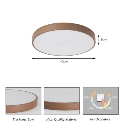 Brilagi - Plafoniera LED POOL/48W/230V 3000/4000/6000K Ø 40 cm, marrone