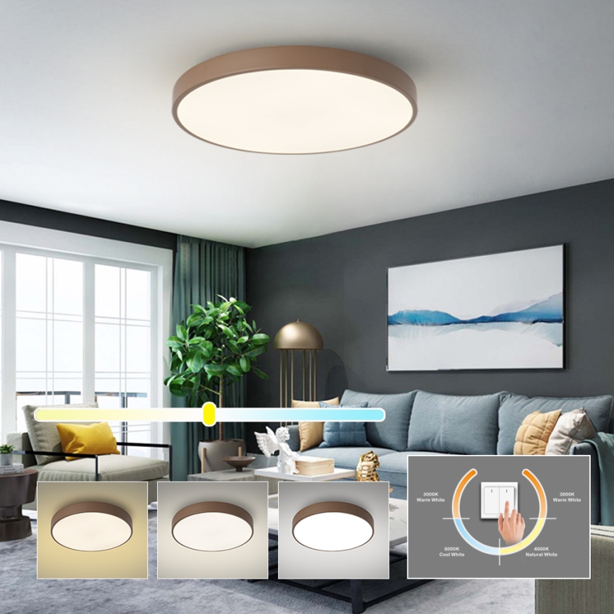 Brilagi - Plafoniera LED POOL, 60W/230V, 3000/4000/6000K, Ø 60 cm, marrone