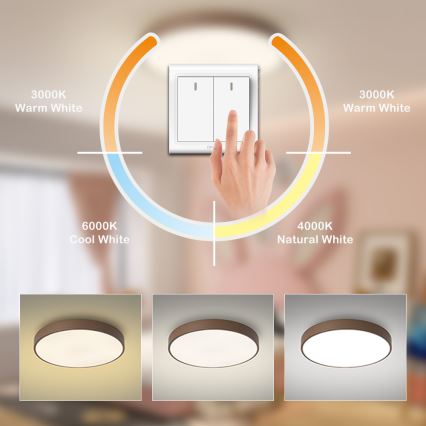 Brilagi - Plafoniera LED POOL, 60W/230V, 3000/4000/6000K, Ø 60 cm, marrone
