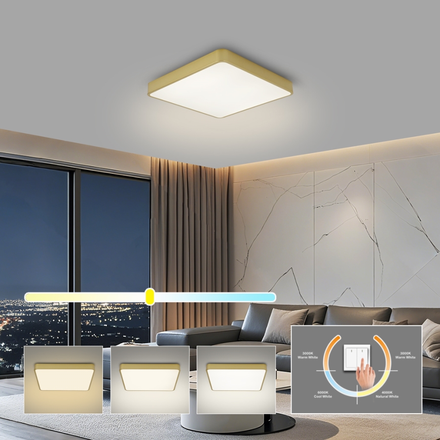 BRILAGI - Plafoniera LED POOL SQUARE LED/36W/230V 3000/4000/6000K 40x40 cm dorata