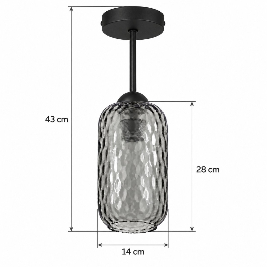 BRILAGI - LED Plafoniera RETRO GLASS 1xE27/60W/230V Ø 14 cm nero/grigio fumé