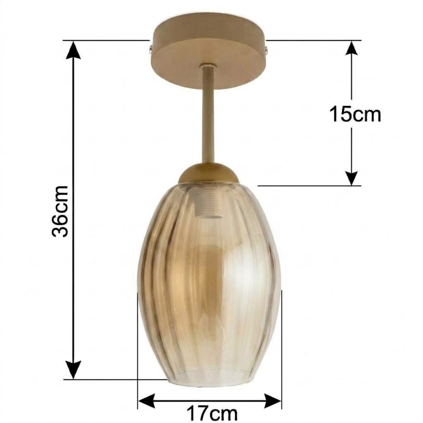 BRILAGI - Plafoniera LED a montaggio superficiale RETRO GLASS 1xE27/60W/230V Ø 17 cm beige/beige fumé