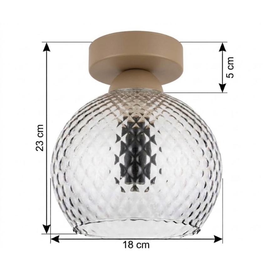 BRILAGI - Plafoniera LED RETRO GLASS 1xE27/60W/230V Ø 18 cm beige/grigio fumé