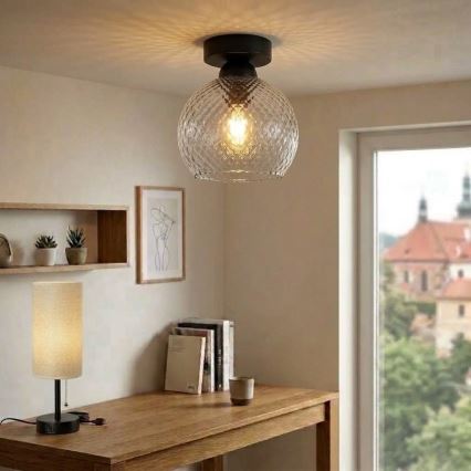 BRILAGI - LED Plafoniera RETRO GLASS 1xE27/60W/230V Ø 18 cm nero/grigio fumé