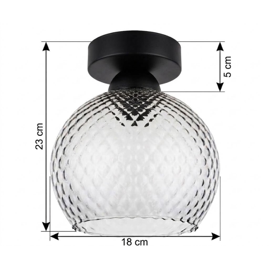 BRILAGI - LED Plafoniera RETRO GLASS 1xE27/60W/230V Ø 18 cm nero/grigio fumé