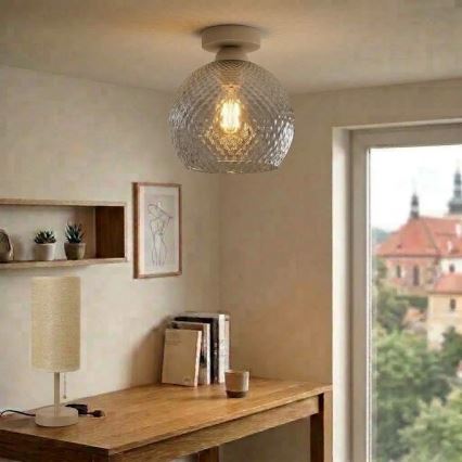 BRILAGI - Plafoniera LED RETRO GLASS 1xE27/60W/230V Ø 25 cm beige/grigio fumé