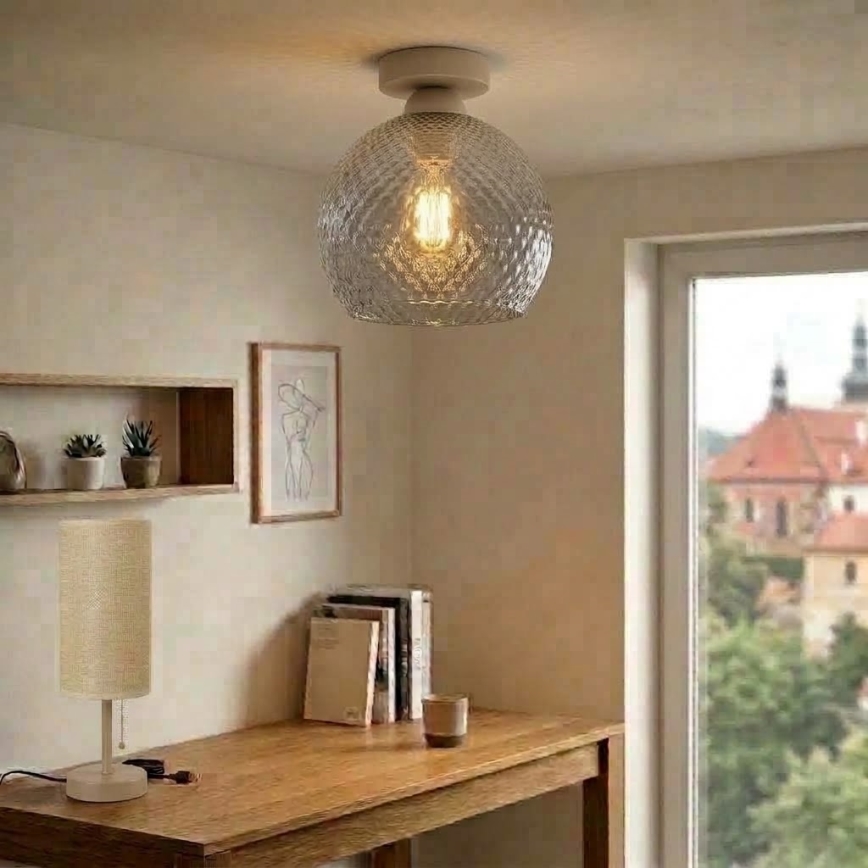 BRILAGI - Plafoniera LED RETRO GLASS 1xE27/60W/230V Ø 25 cm beige/grigio fumé