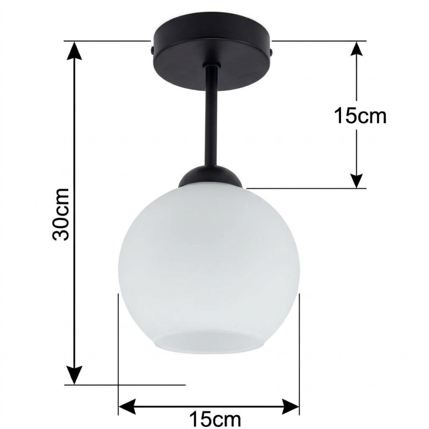 BRILAGI - Plafoniera LED RETRO GLASS 1xE27/60W/230V Ø 15 cm nero/bianco