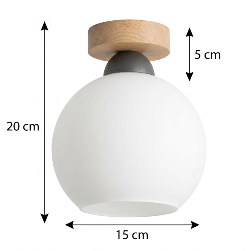 BRILAGI - Plafoniera LED RETRO GLASS 1xE27/60W/230V Ø 15 cm rovere/bianco