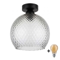 BRILAGI - Plafoniera LED RETRO GLASS 1xE27/60W/230V Ø 25 cm nero/grigio fumé