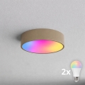 Brilagi - Plafoniera LED RGBW dimmerabile CLARE 2xE27/9W/230V 2700-6500K Ø 30 cm Wi-Fi beige