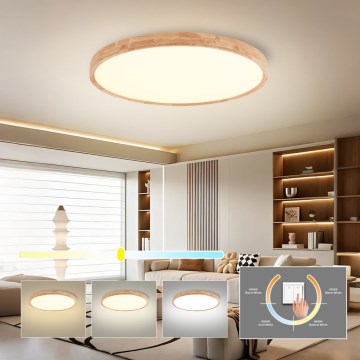 Brilagi - plafoniera LED WOODROUND LED/40W/230V 3000/4000/6000K Ø 60 cm in legno CRI 90