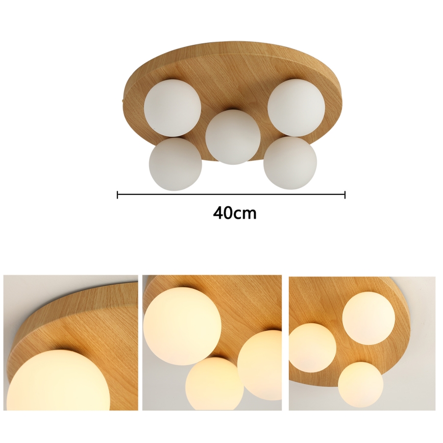 Brilagi - Plafoniera LUND WOOD 5xG9/9W/230V Ø 40 cm in legno di caucciù