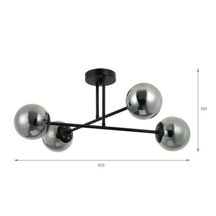 Brilagi - Plafoniera MALIVA 4xE14/15W/230V nero/fumé