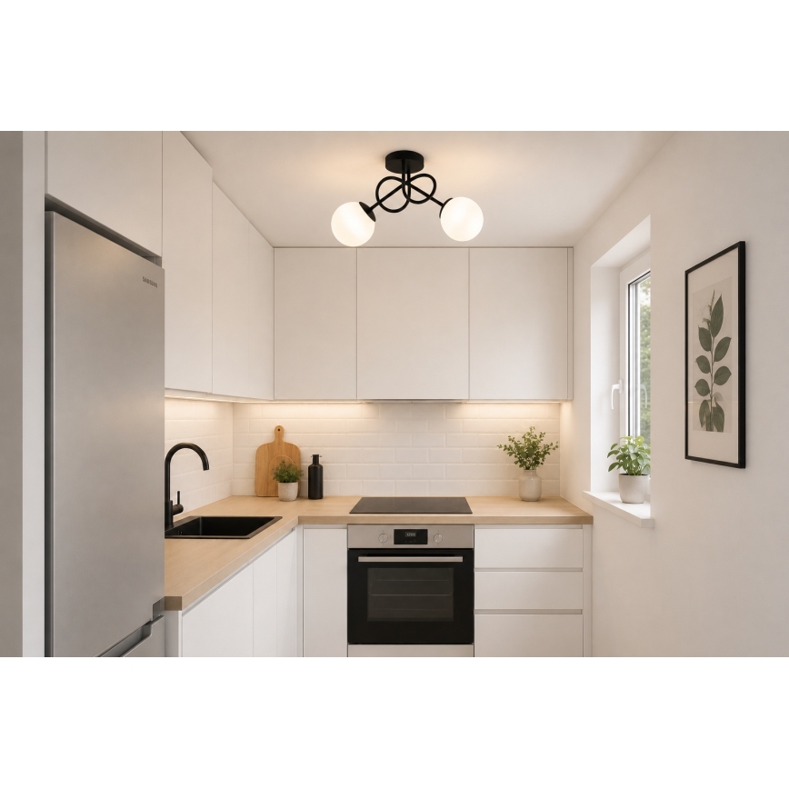 Brilagi - Plafoniera MILO 2xE27/60W/230V nera