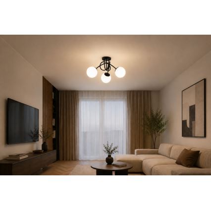 Brilagi - Plafoniera MILO 3xE27/60W/230V nera