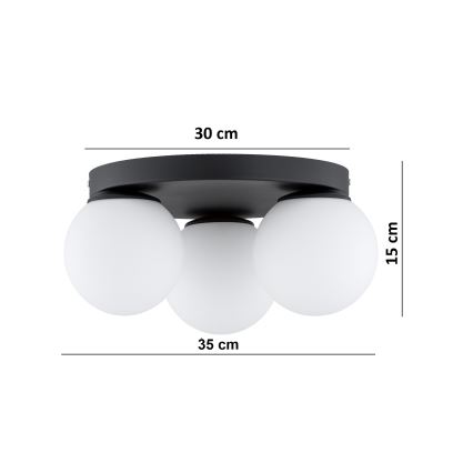 Brilagi - Plafoniera MILO 3xE27/60W/230V Ø 35 cm nero