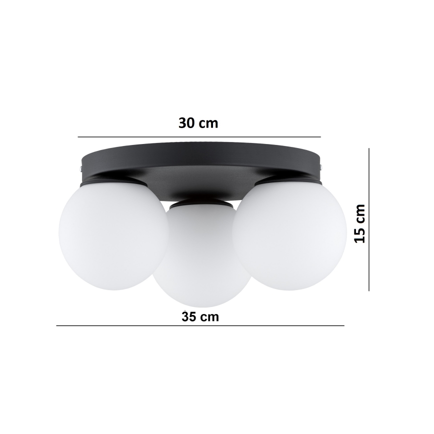 Brilagi - Plafoniera MILO 3xE27/60W/230V Ø 35 cm nero