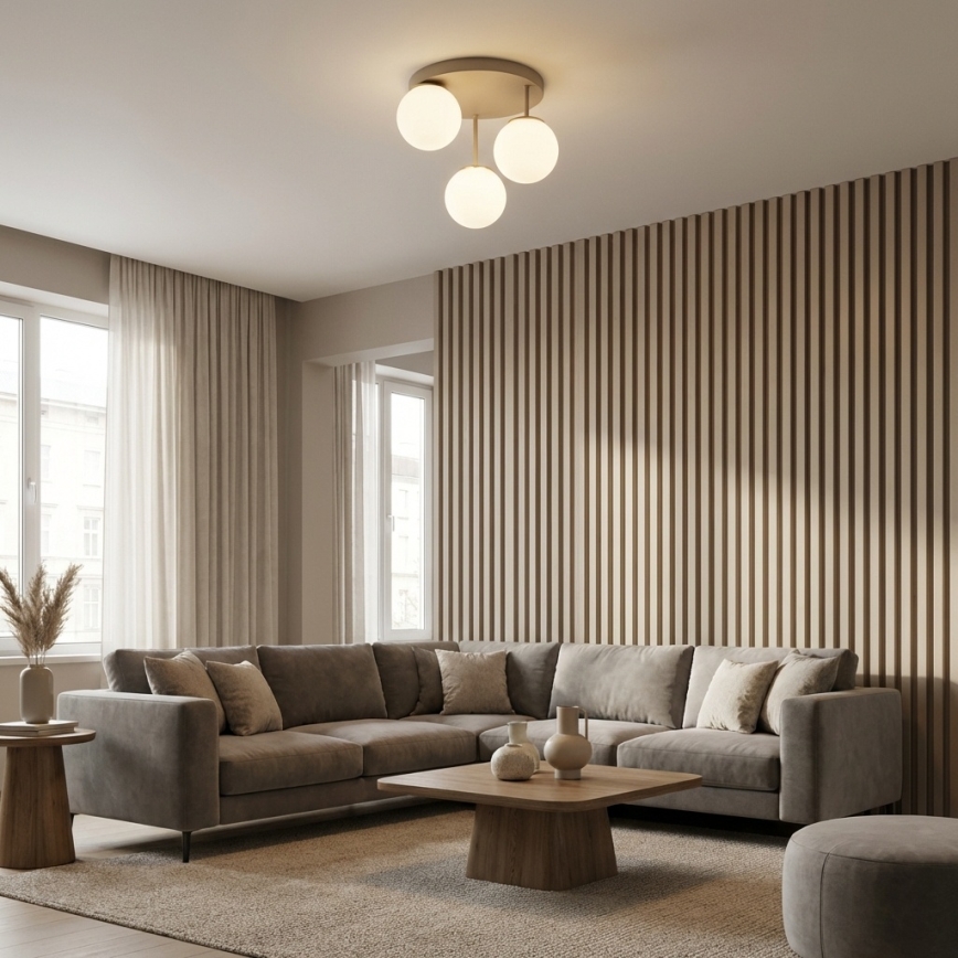 Brilagi - Plafoniera MILO ECRU 3xE27/60W/230V beige/oro