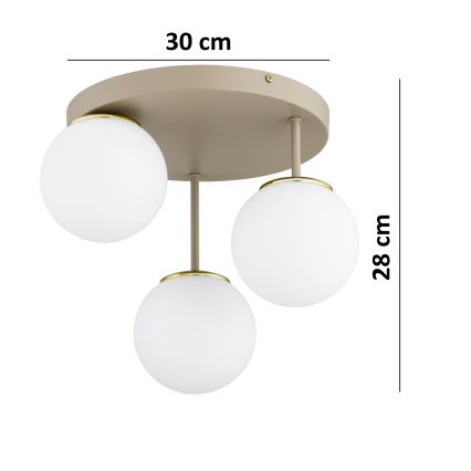 Brilagi - Plafoniera MILO ECRU 3xE27/60W/230V beige/oro