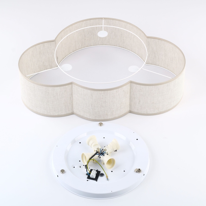 Brilagi - Plafoniera per bambini NIMBUS LINEN 4xE27/15W/230V 46x63 cm beige