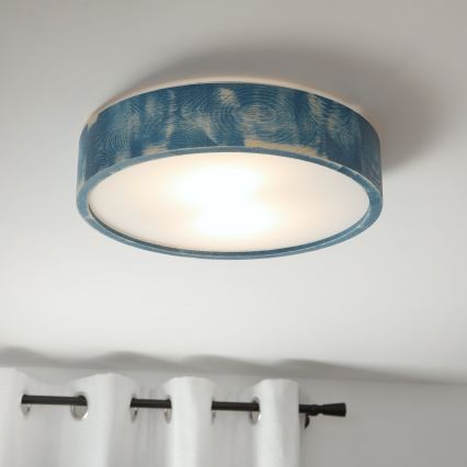 Brilagi - Plafoniera PINO 2xE27/15W/230V pino/blu Ø 37,5 cm
