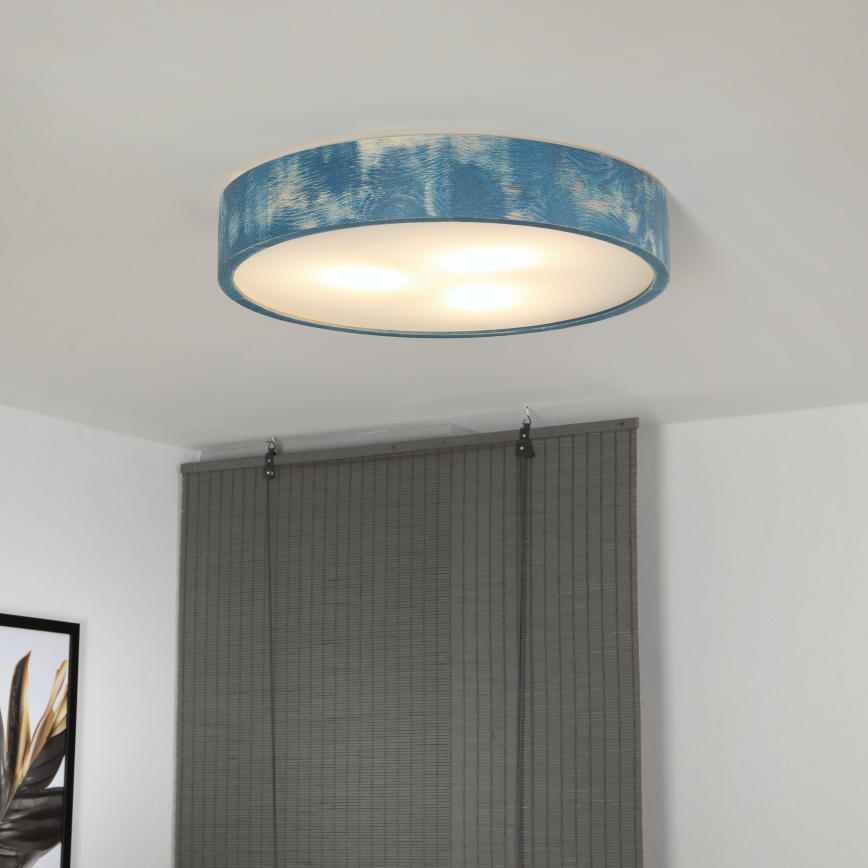 Brilagi - Plafoniera PINO 3xE27/15W/230V in pino/blu Ø 47,5 cm