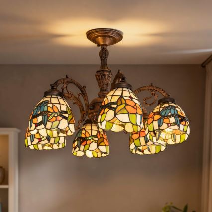 Brilagi - plafoniera Tiffany a vetri colorati JUNGLE 6xE27/60W/230V Ø 60 cm