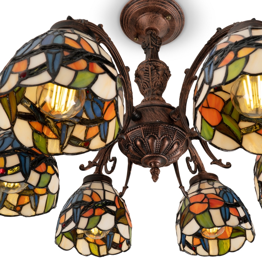 Brilagi - plafoniera Tiffany a vetri colorati JUNGLE 6xE27/60W/230V Ø 60 cm