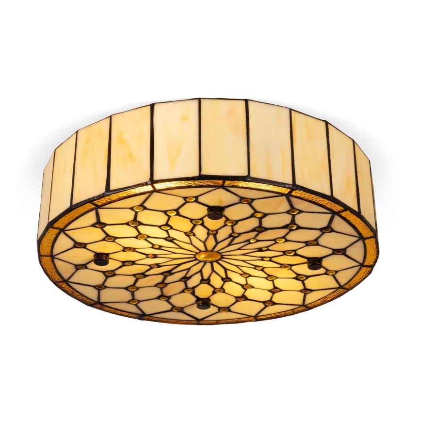 Brilagi - plafoniera Tiffany in vetro colorato AVORIO 3xE27/60W/230V Ø 40 cm