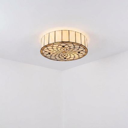 Brilagi - plafoniera Tiffany in vetro colorato AVORIO 3xE27/60W/230V Ø 40 cm