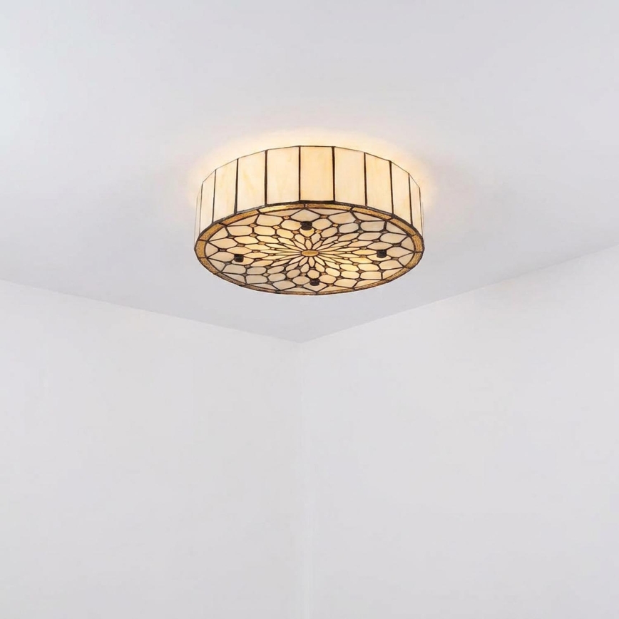 Brilagi - plafoniera Tiffany in vetro colorato AVORIO 3xE27/60W/230V Ø 40 cm