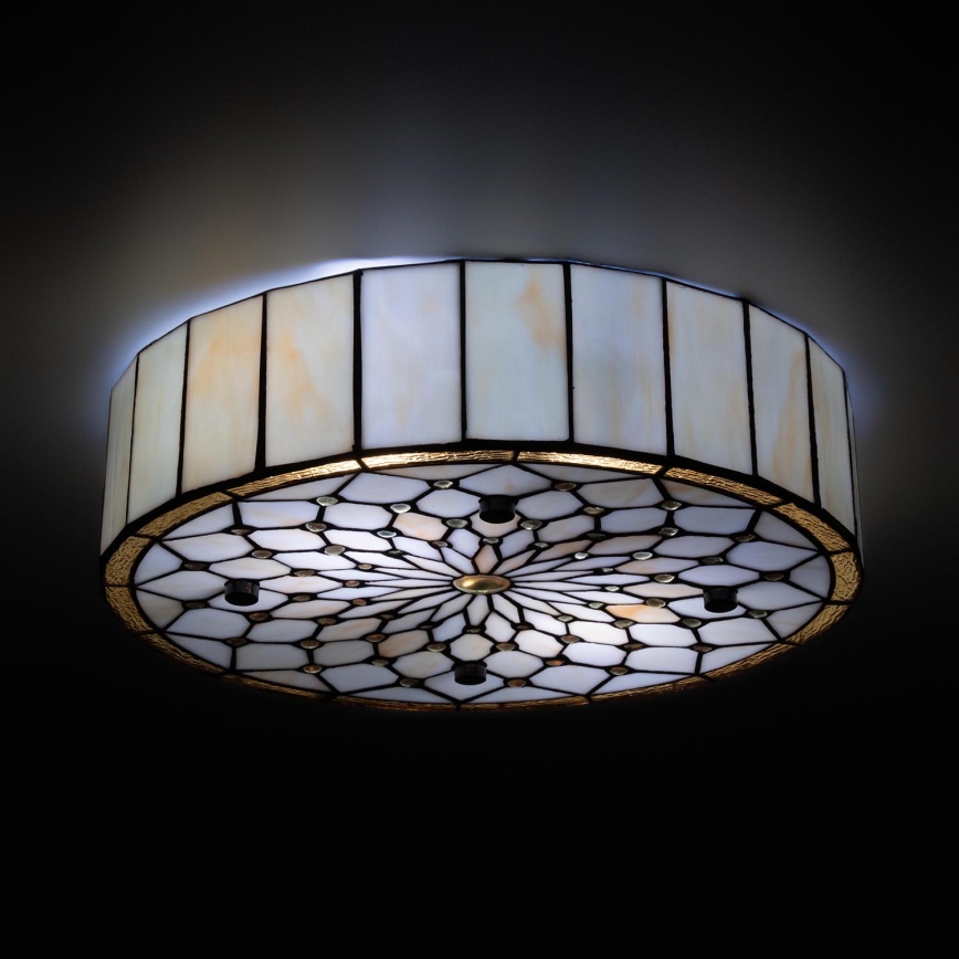 Brilagi - plafoniera Tiffany in vetro colorato AVORIO 3xE27/60W/230V Ø 40 cm