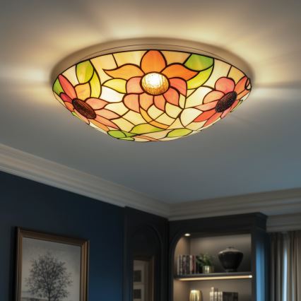 Brilagi - Plafoniera Tiffany in vetro colorato SUNFLOWER 2xE27/60W/230V Ø 40 cm