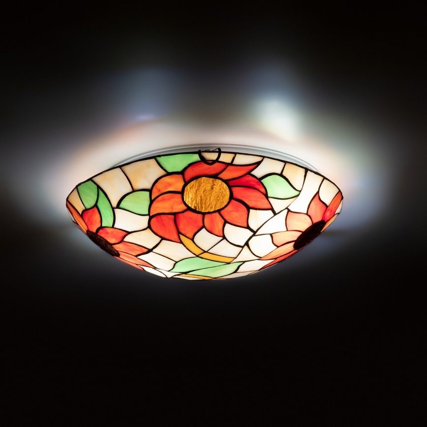 Brilagi - Plafoniera Tiffany in vetro colorato SUNFLOWER 2xE27/60W/230V Ø 40 cm