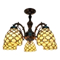 BRILAGI - Plafoniera Tiffany in vetro IVORY SMOOTH 5xE27/60W/230V Ø 60 cm