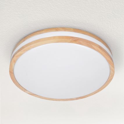 Brilagi - Plafonnier à intensité variable MOLINA LED/48W/230V 3000-6500K chêne d. 38 cm + télécommande