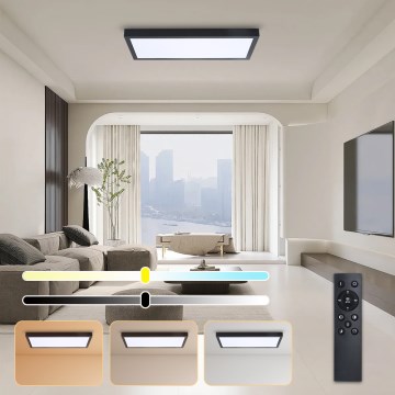 Brilagi - Plafonnier à intensité variable salle de bain FRAME SMART LED/30W/230V 30x60 cm 3000-6000K  IP44 noir  + Télécommande