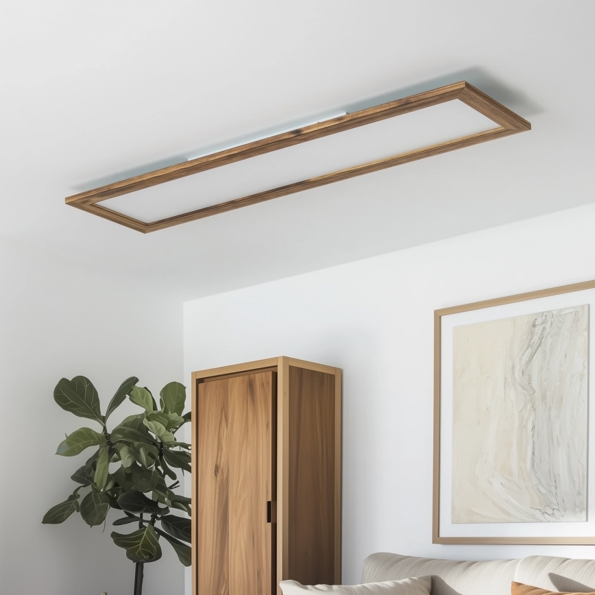 Brilagi - Plafonnier à intensité variable SLIMFRAME WOOD LED/58W/230V 124x34 cm 3000-6000K marron + Télécommande