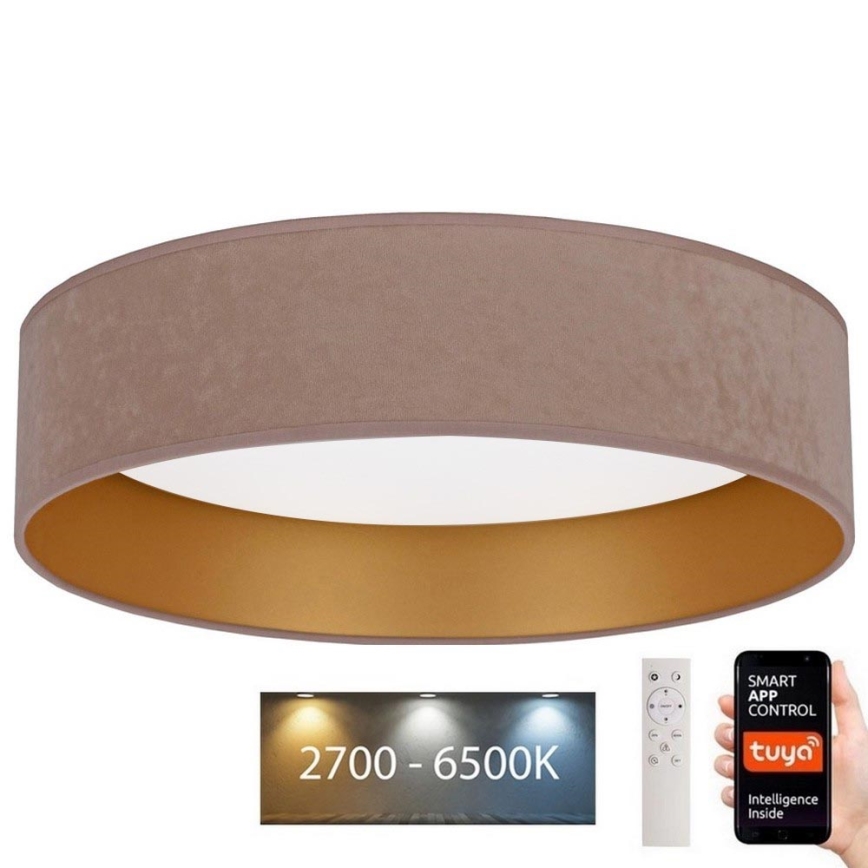 Brilagi - Plafonnier à intensité variable VELVET SMART LED/36W/230V d. 55 cm 2700-6500K Wi-Fi Tuya beige/doré + Télécommande